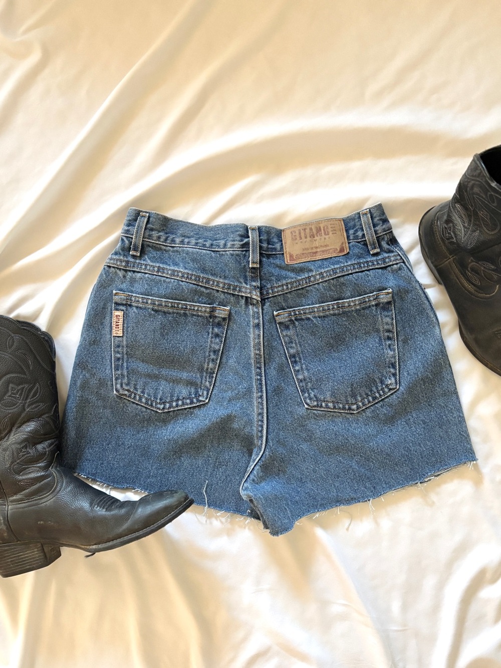 Vintage Gitano Distressed Dark Wash High Rise Shorts